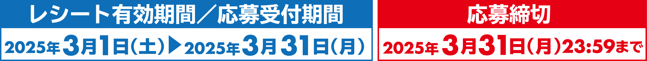 レシート有効期限/応募受付期間　応募締切